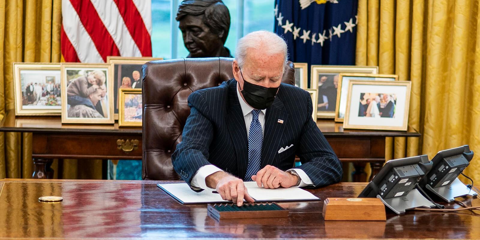 President Joe Biden at his desk