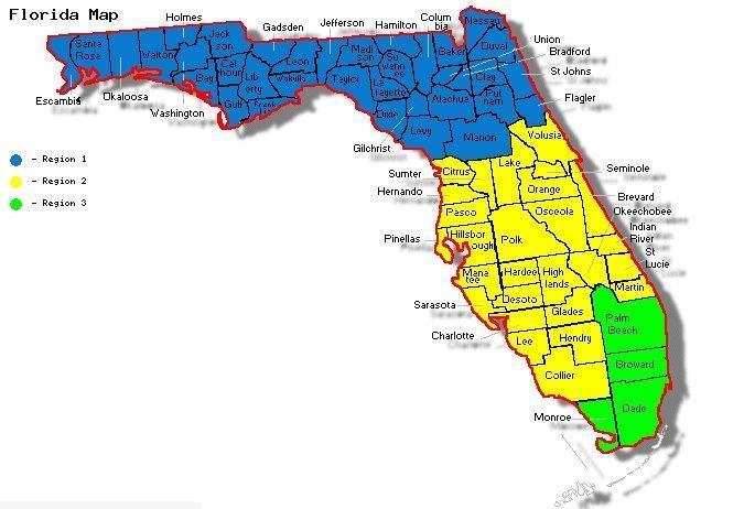 Florida region map